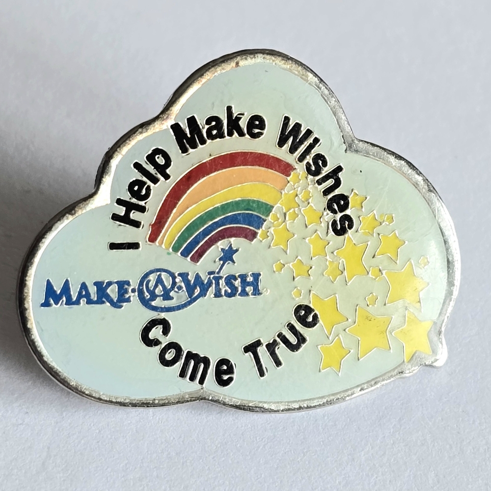 Make a Wish pin enamel brooch lapel cloud rainbow Foundation
